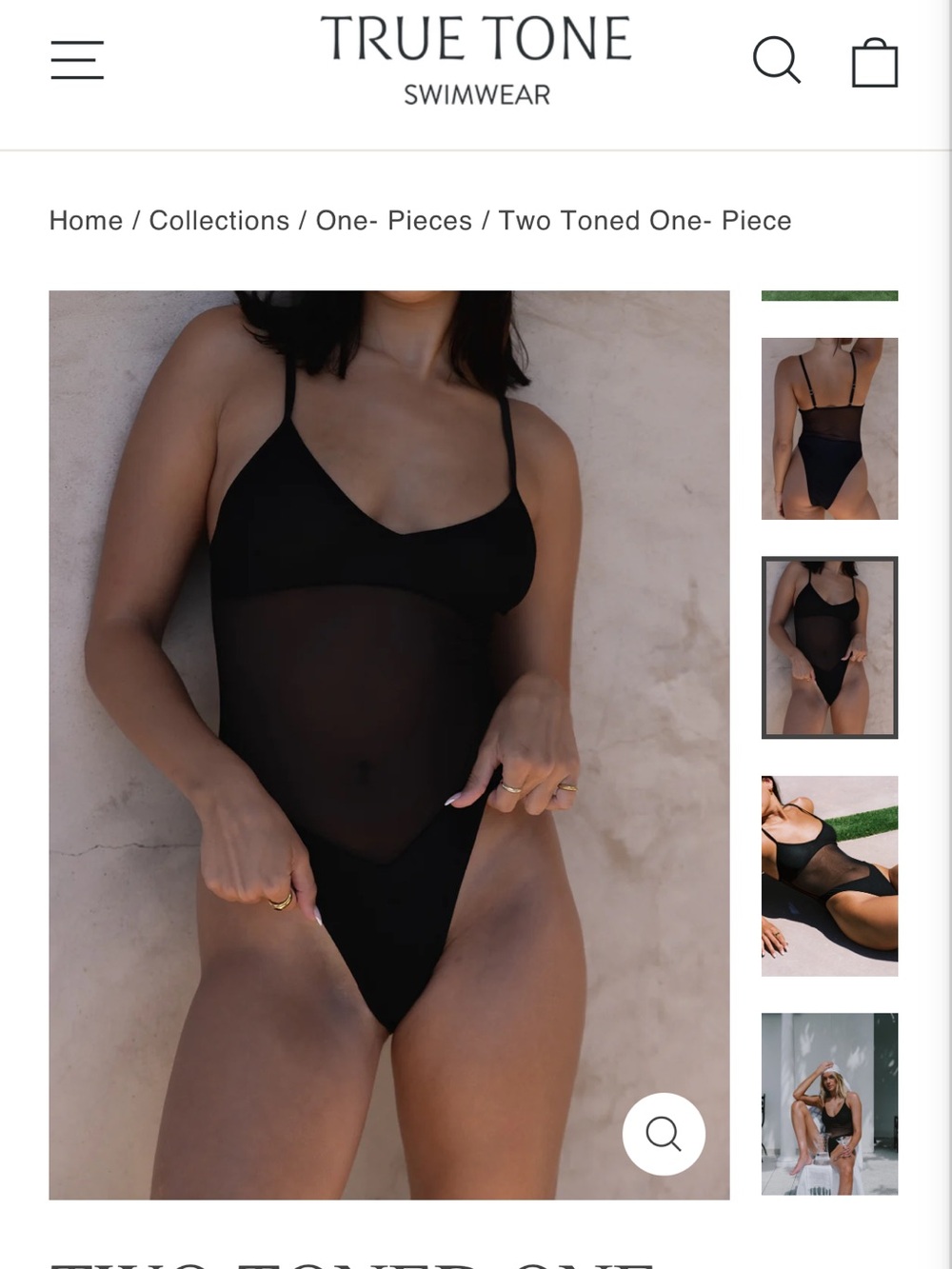 Black Two-Tone Sheer-Panel One-Piece Swimsuit